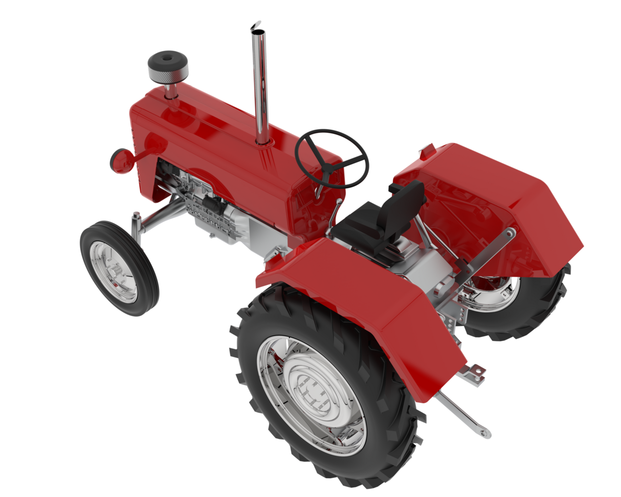 Old tractor isolated on background. 3d rendering - illustration png