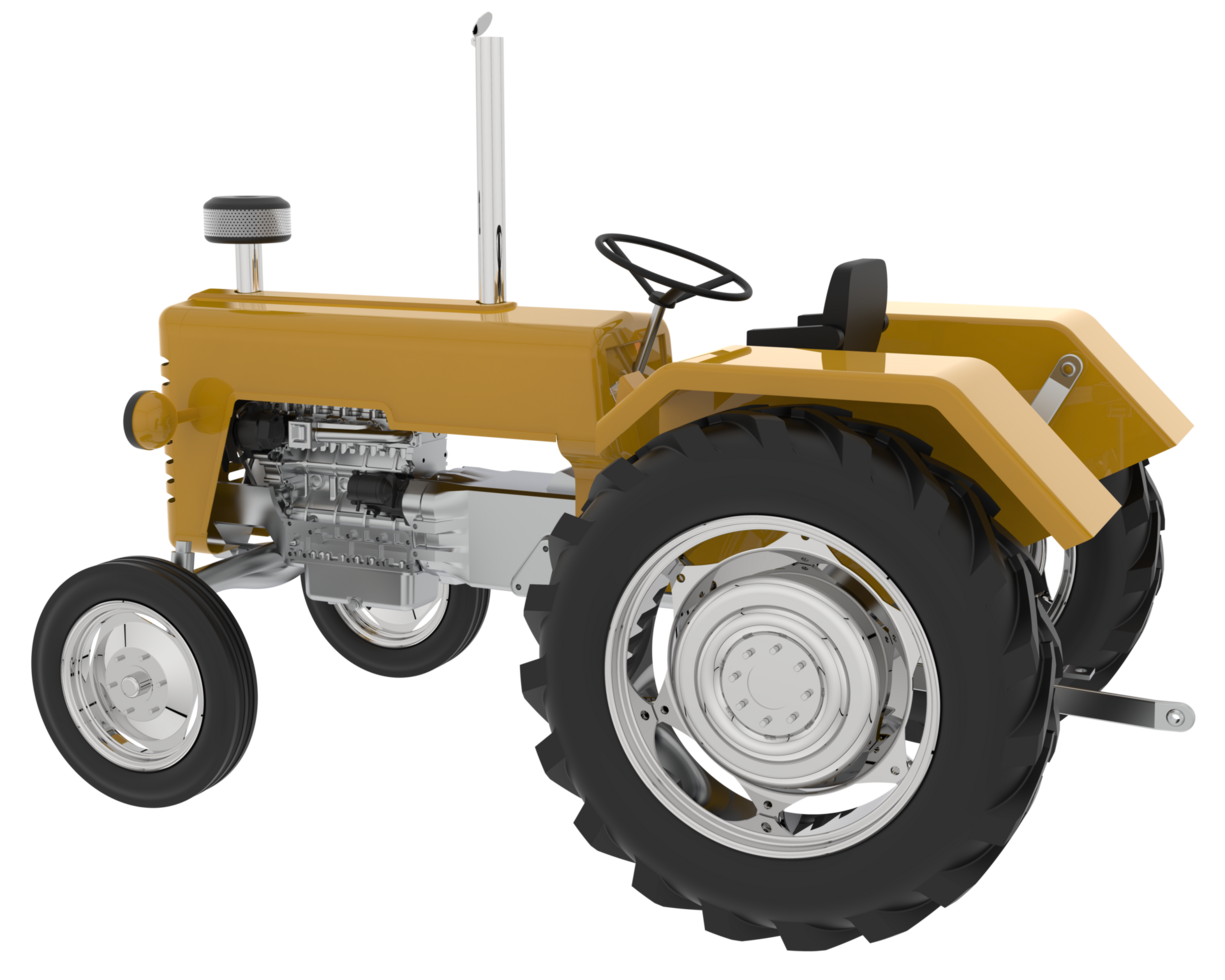 Old tractor isolated on background. 3d rendering - illustration png