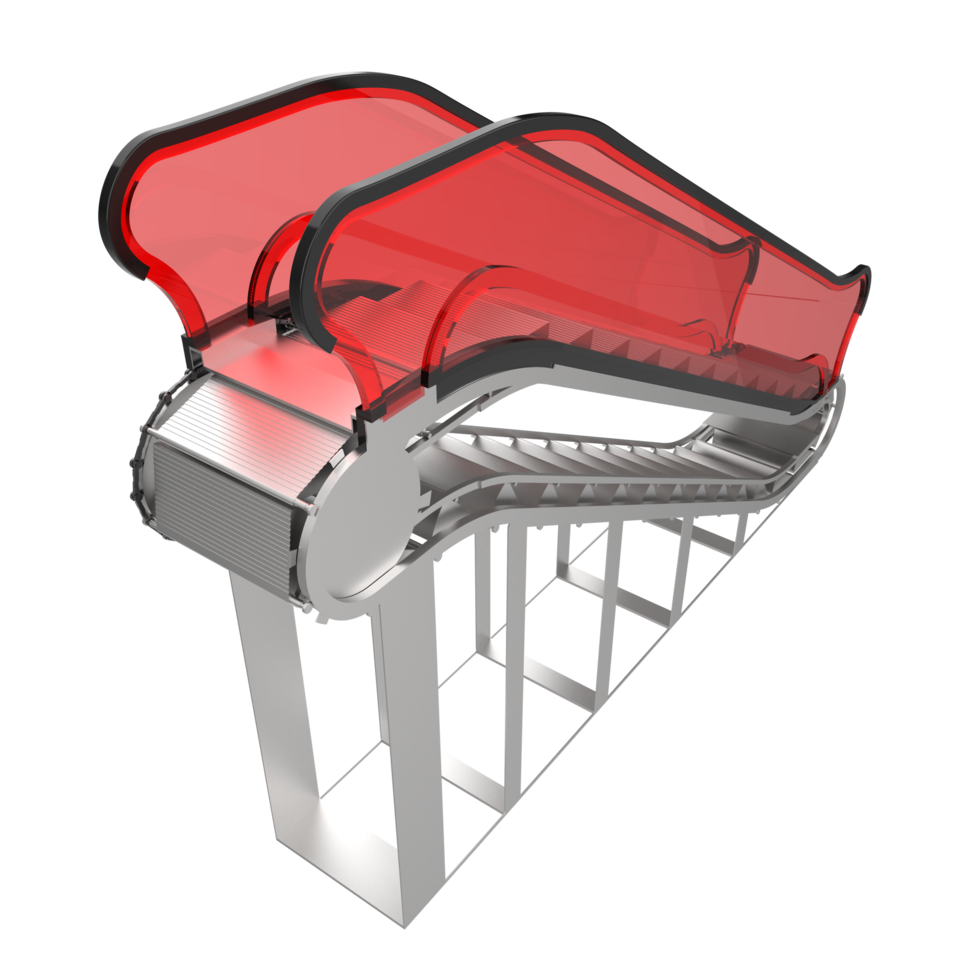 Single Rolltreppe isoliert auf Hintergrund. 3d Rendern - - Illustration png