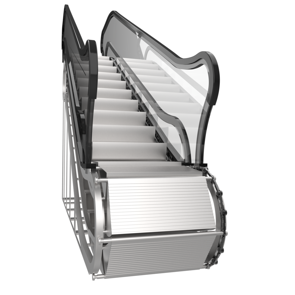 Single Rolltreppe isoliert auf Hintergrund. 3d Rendern - - Illustration png