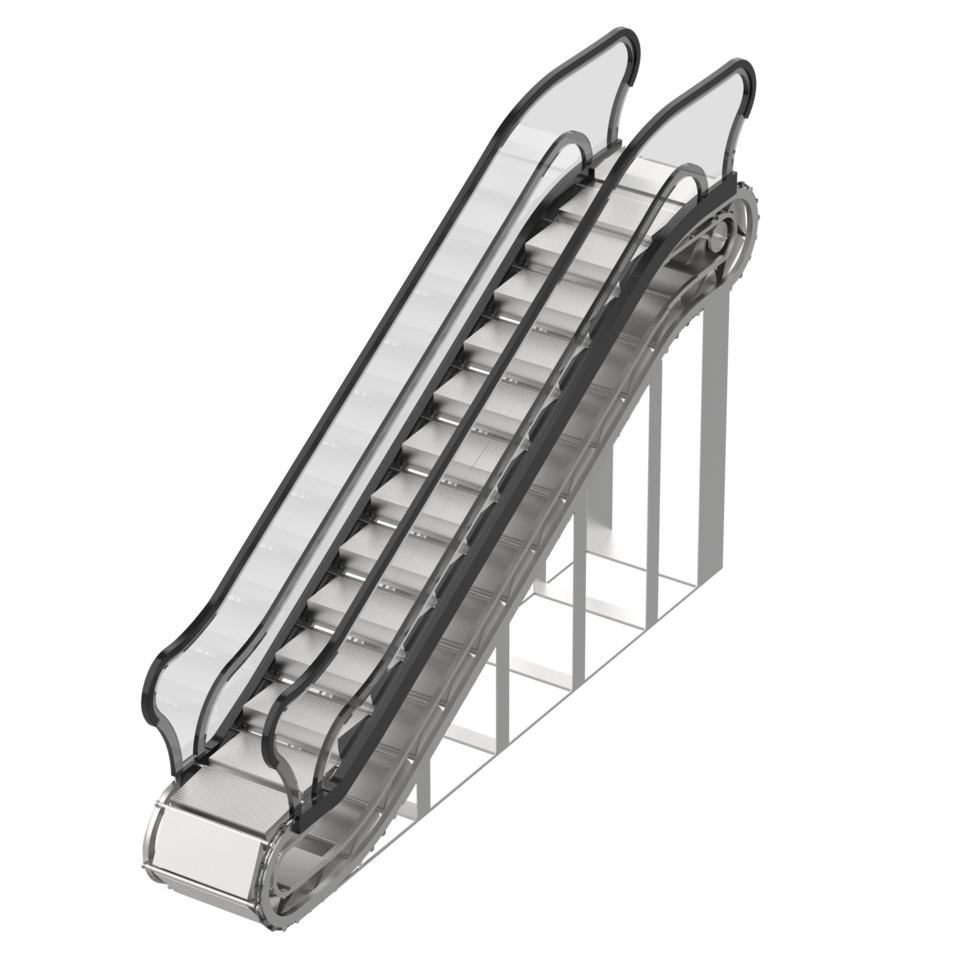 Célibataire escalier mécanique isolé sur Contexte. 3d le rendu - illustration png