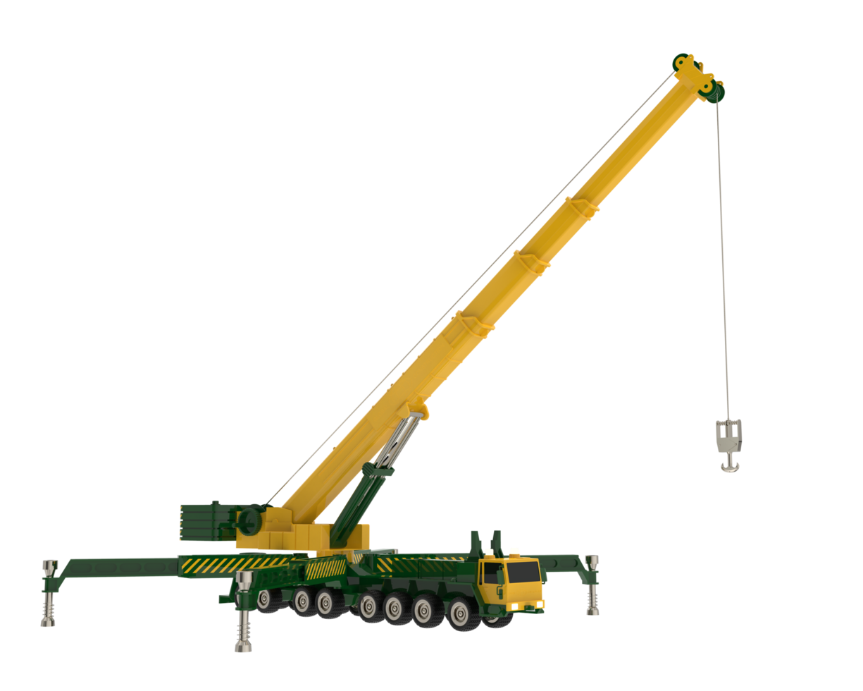 Mobile crane isolated on background. 3d rendering - illustration png