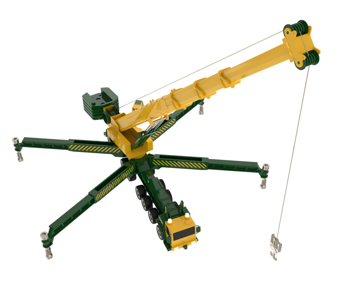 Mobile crane isolated on background. 3d rendering - illustration png