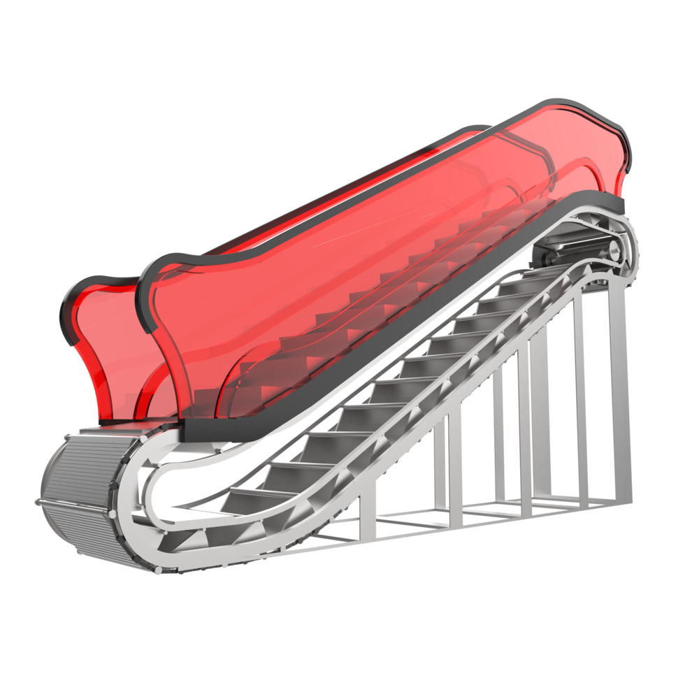 Single Rolltreppe isoliert auf Hintergrund. 3d Rendern - - Illustration png