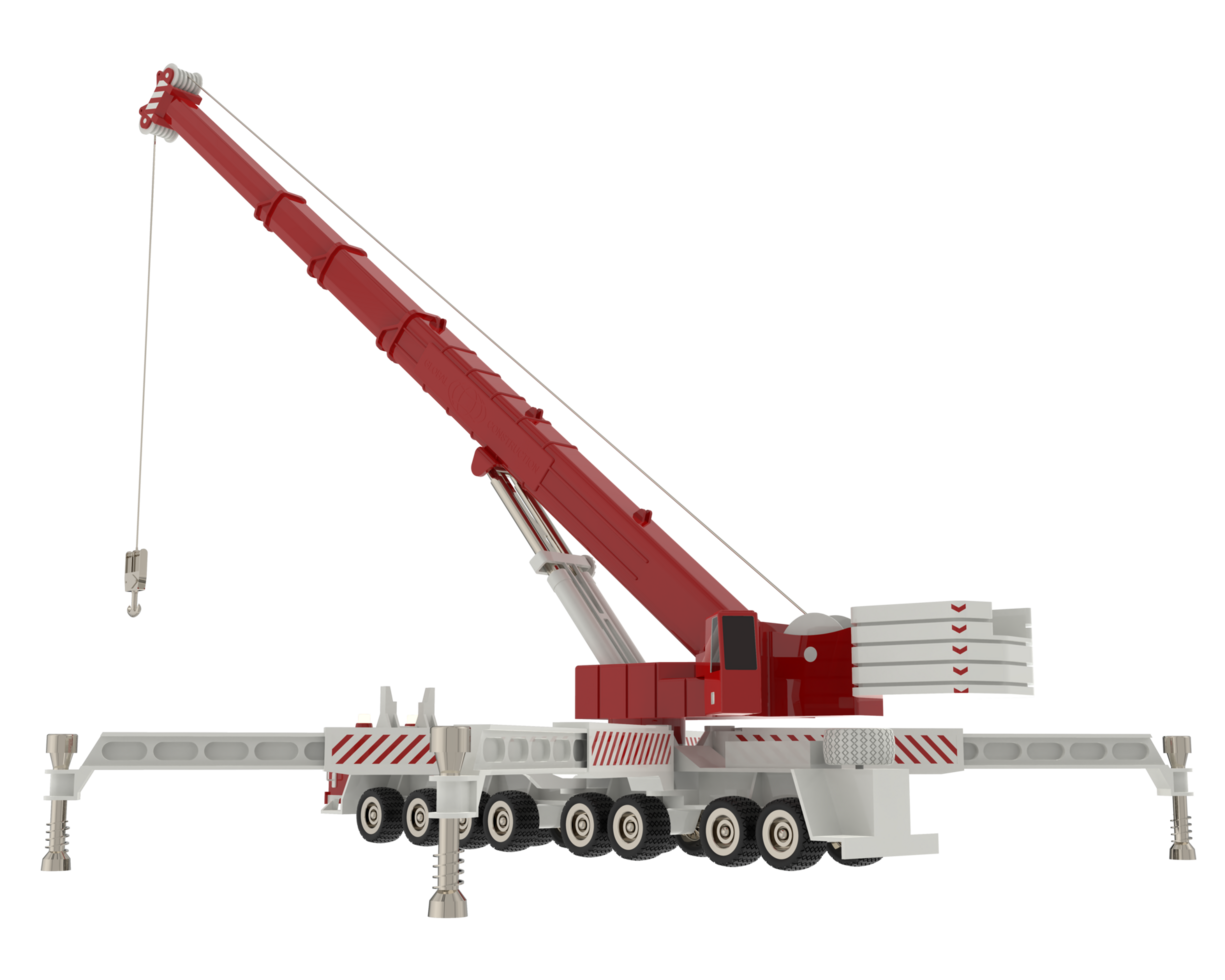 Mobile crane isolated on background. 3d rendering - illustration png
