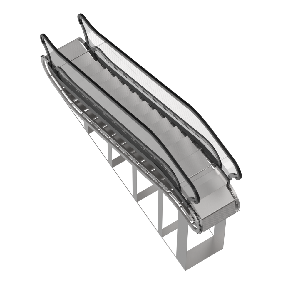 Single Rolltreppe isoliert auf Hintergrund. 3d Rendern - - Illustration png