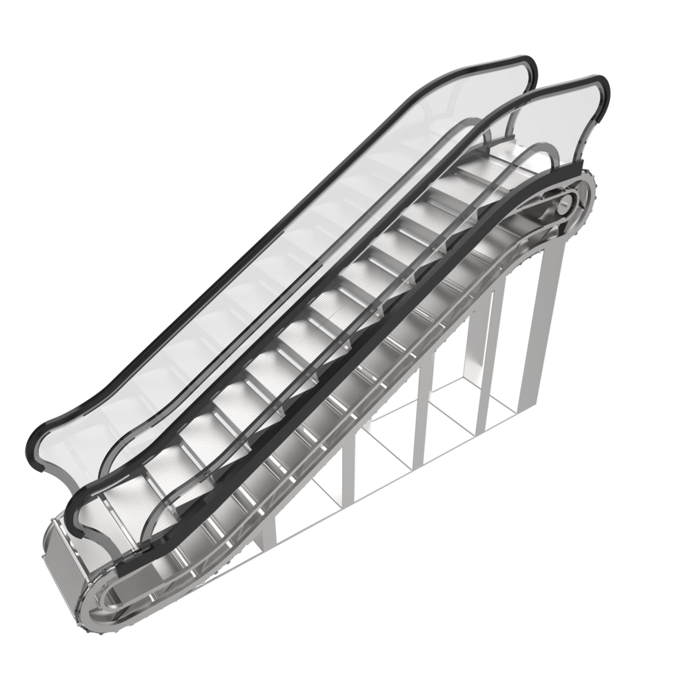 Célibataire escalier mécanique isolé sur Contexte. 3d le rendu - illustration png