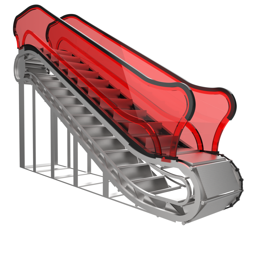 Single Rolltreppe isoliert auf Hintergrund. 3d Rendern - - Illustration png