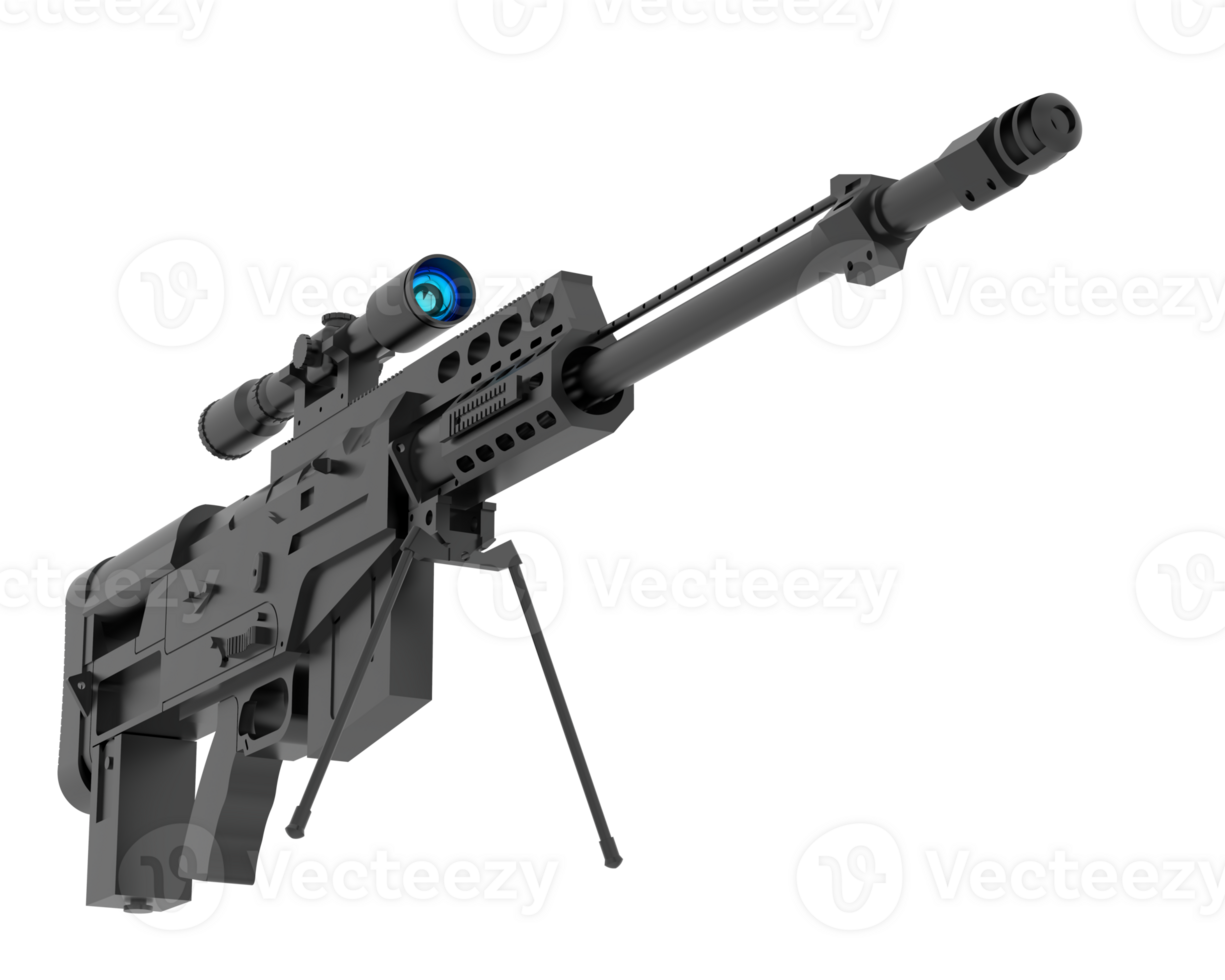 Firearm with scope isolated on  background. 3d rendering - illustration png