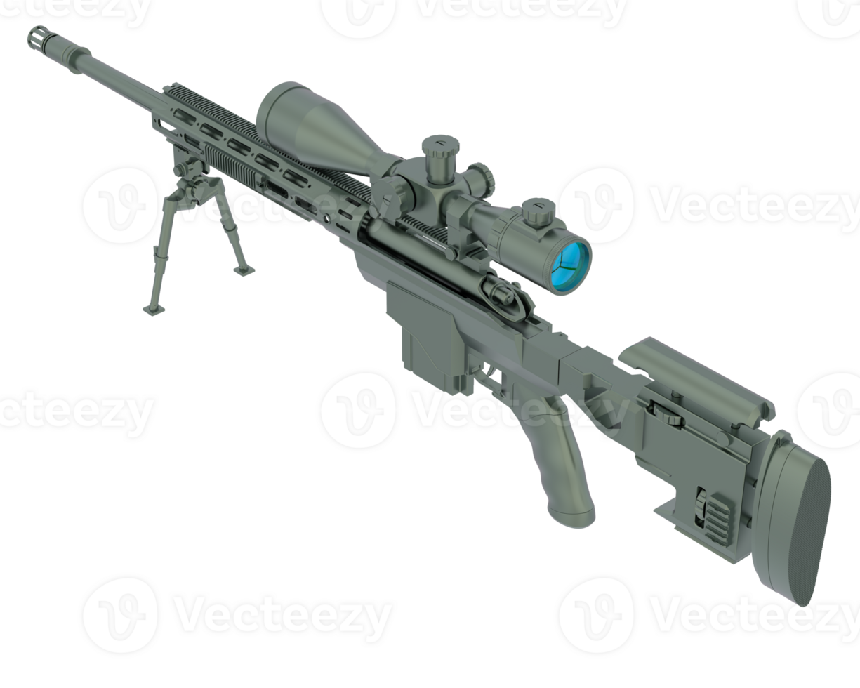 Firearm with scope isolated on  background. 3d rendering - illustration png