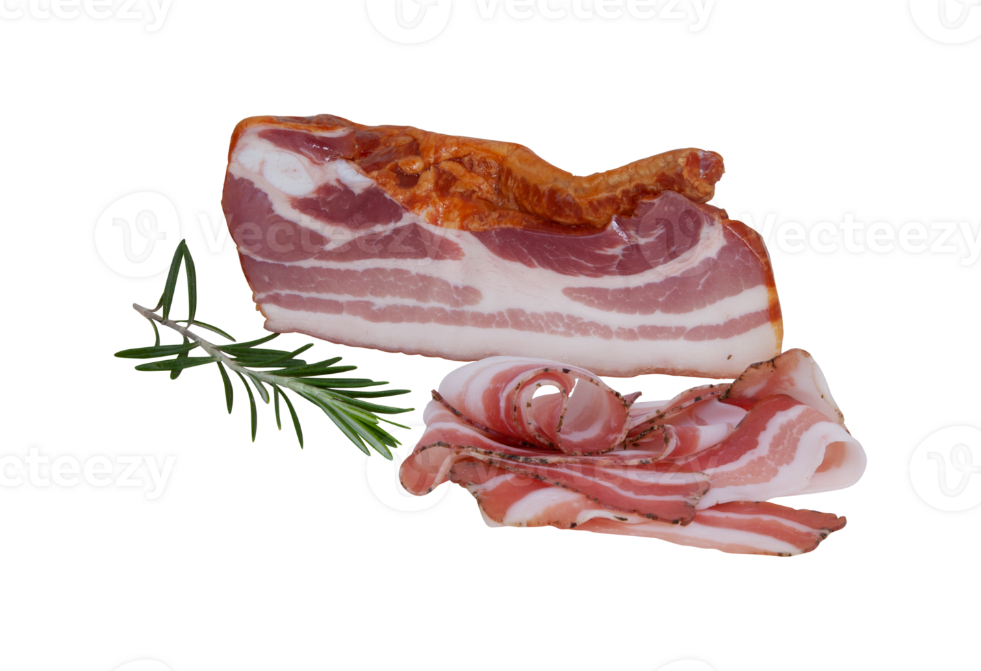 Fresh pork slices cut out isolated transparent background png