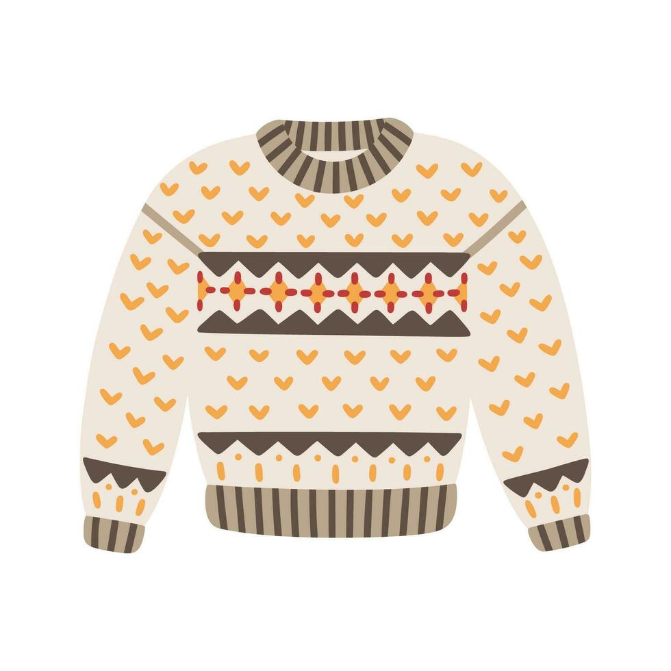 Christmas knitted sweater, vector illustration.