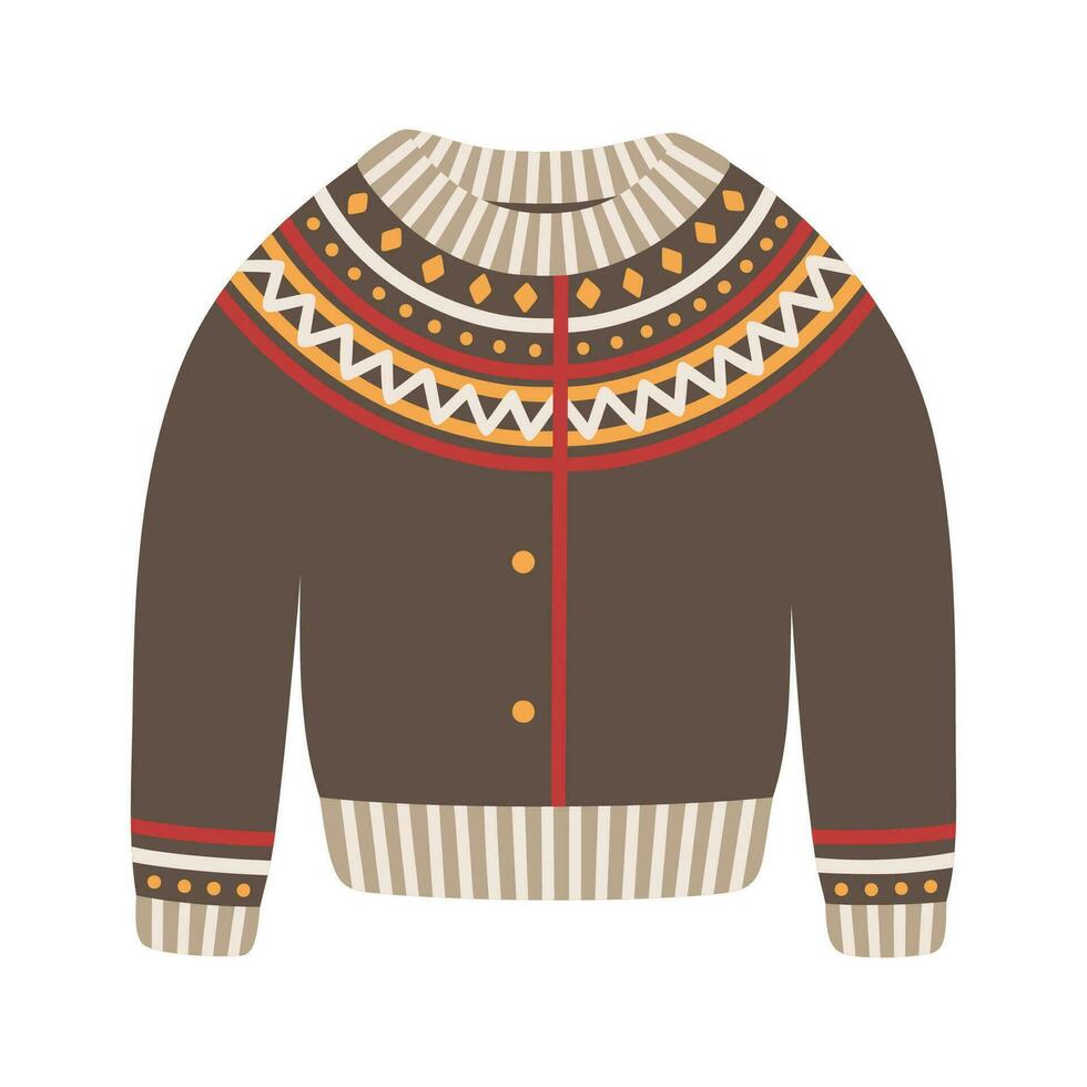 Christmas knitted sweater, vector illustration.