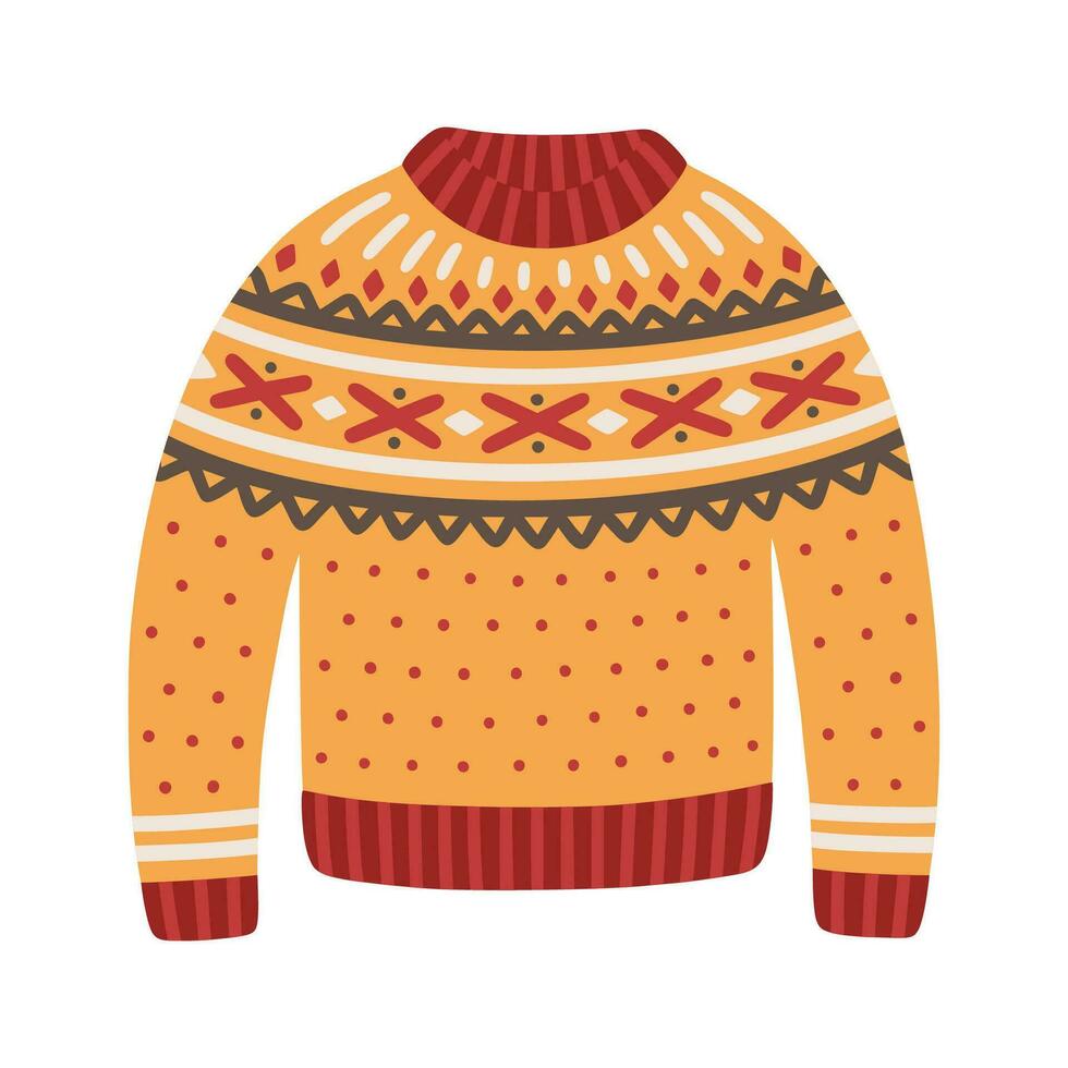 Christmas knitted sweater, vector illustration.