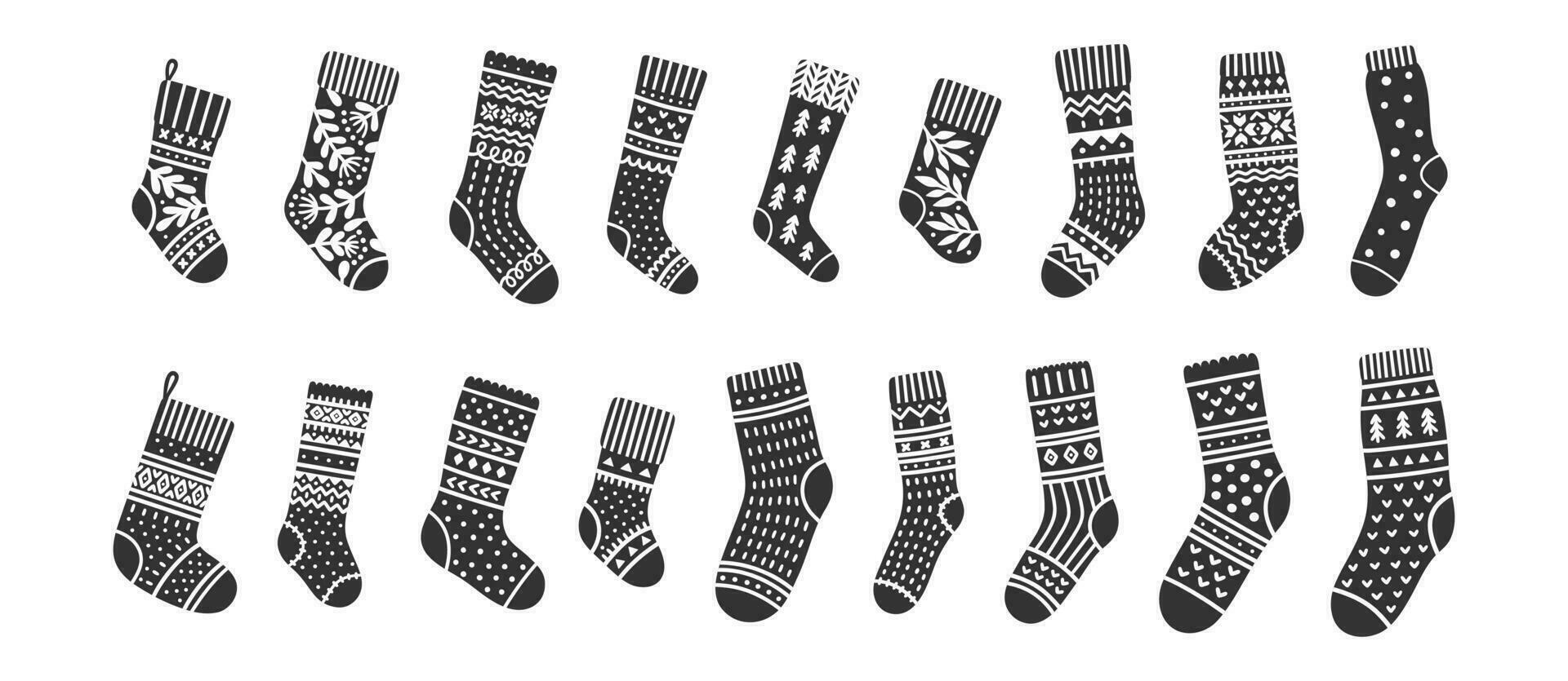 Vector illustration of socks, icons set.
