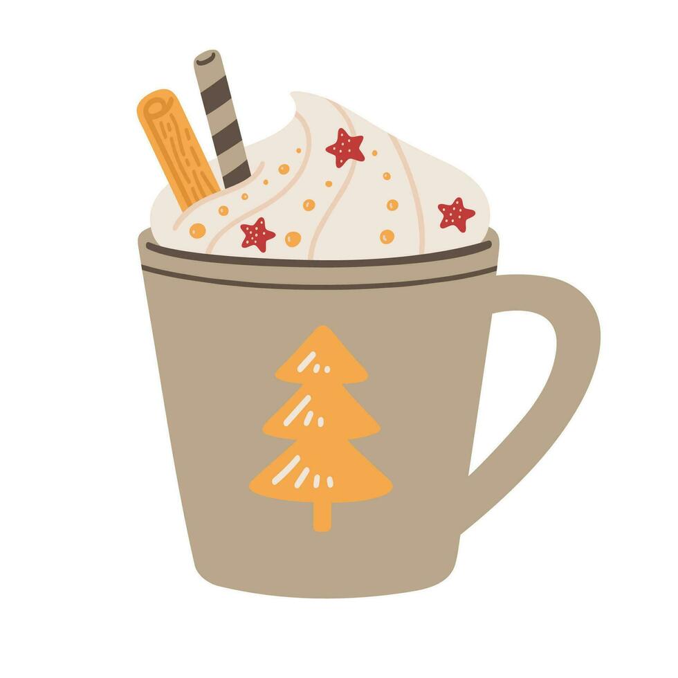 Vector illustration of a winter hot drink in a cute cup.