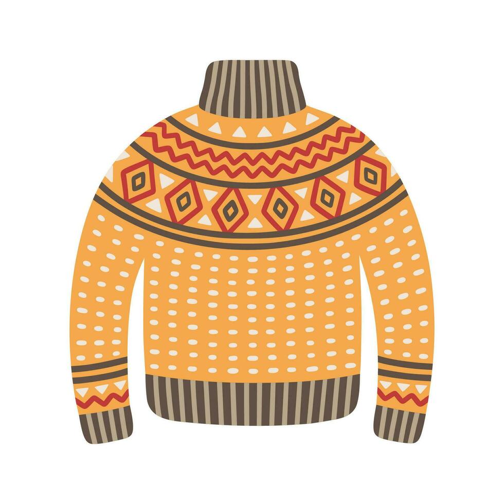 Christmas knitted sweater, vector illustration.