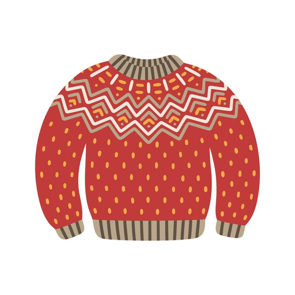 Christmas knitted sweater, vector illustration.