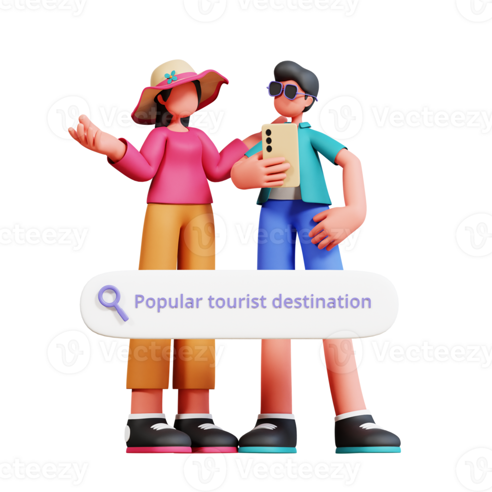 3D Character Couple Holiday Illustration png