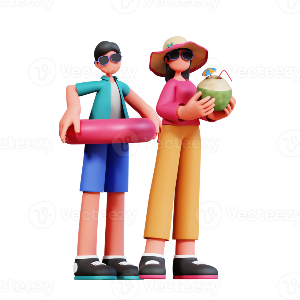 3D Character Couple Holiday Illustration png