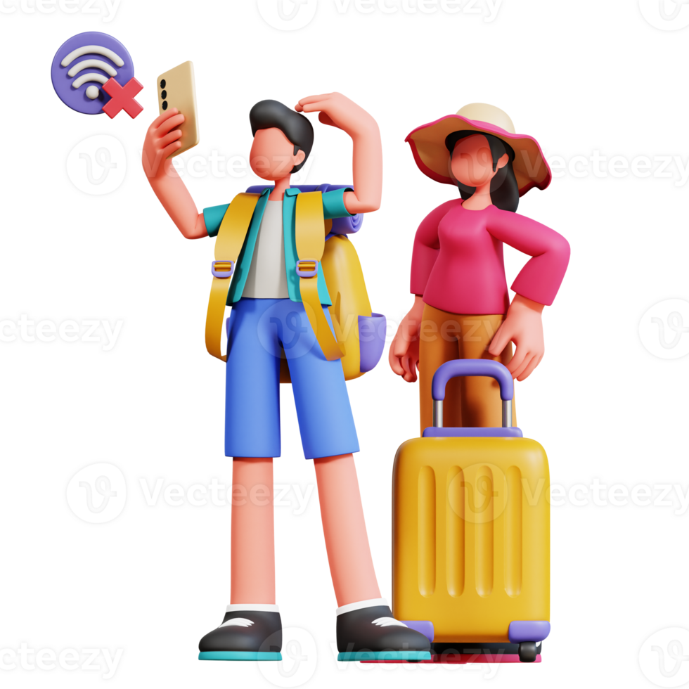 3d karakter paar vakantie illustratie png