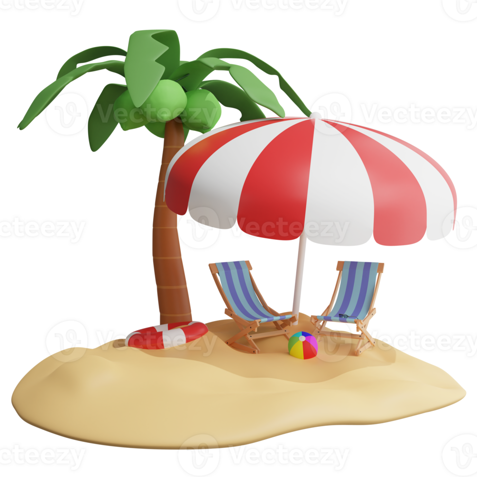 spiaggia clipart piatto design icona isolato su trasparente sfondo, 3d rendere estate e spiaggia concetto png