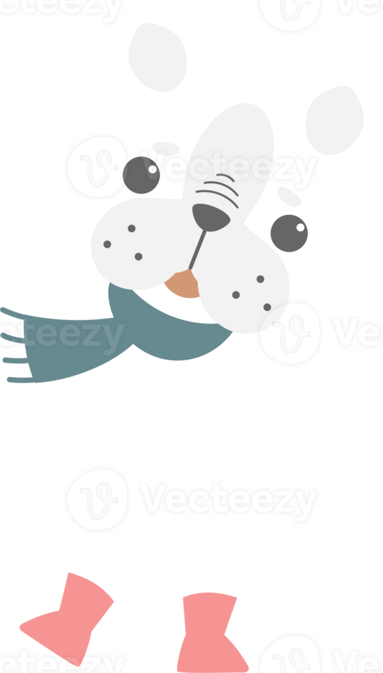 merry christmas and happy new year with cute dog, flat png transparent element cartoon character design