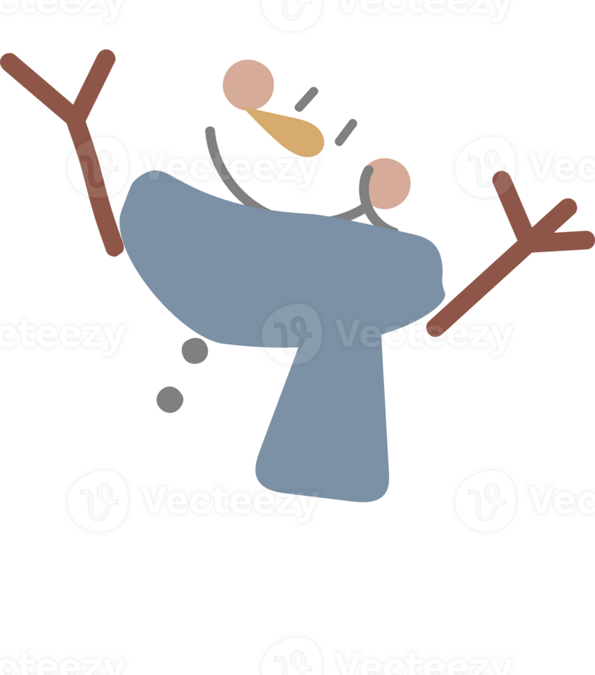 merry christmas and happy new year with cute snowman, flat png transparent element cartoon character design