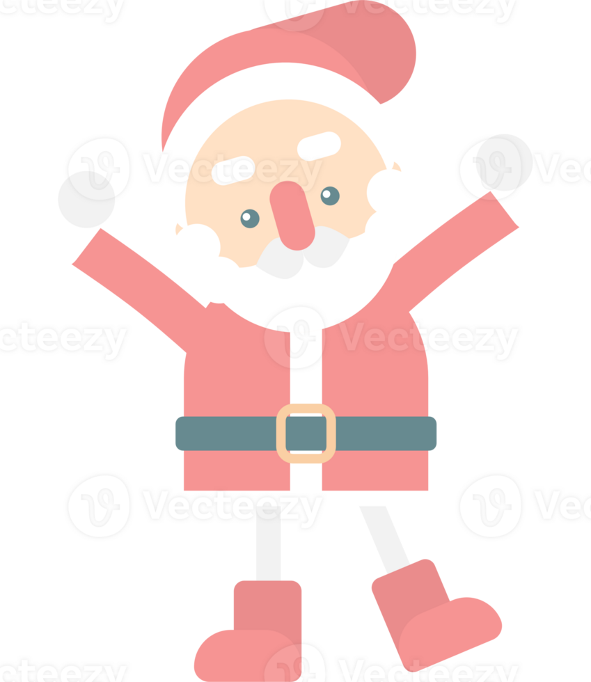 merry christmas and happy new year with cute santa claus, flat png transparent element cartoon character design