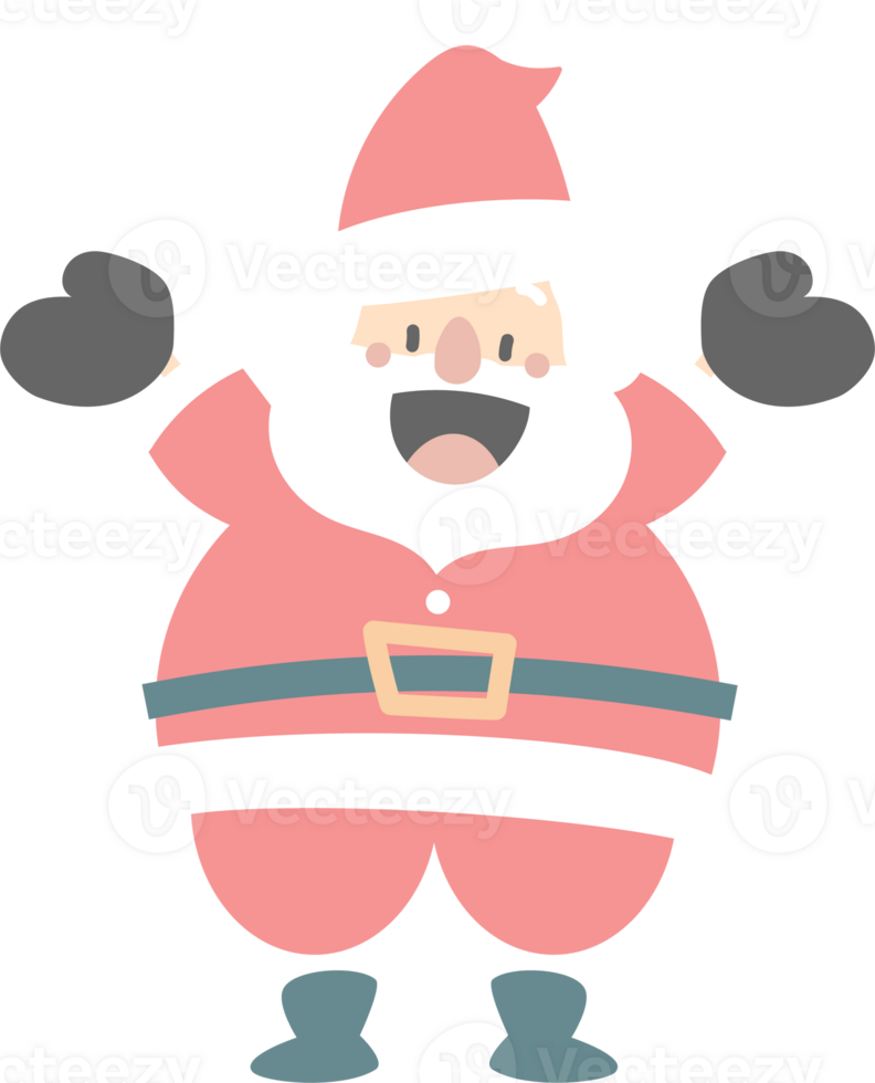 merry christmas and happy new year with cute santa claus, flat png transparent element cartoon character design