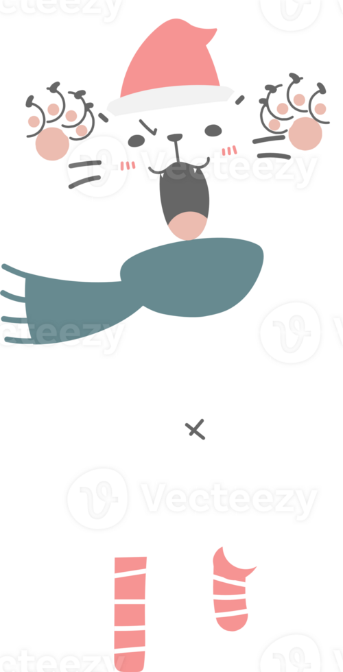 joyeux Noël et content Nouveau année avec mignonne chat, plat png transparent élément dessin animé personnage conception