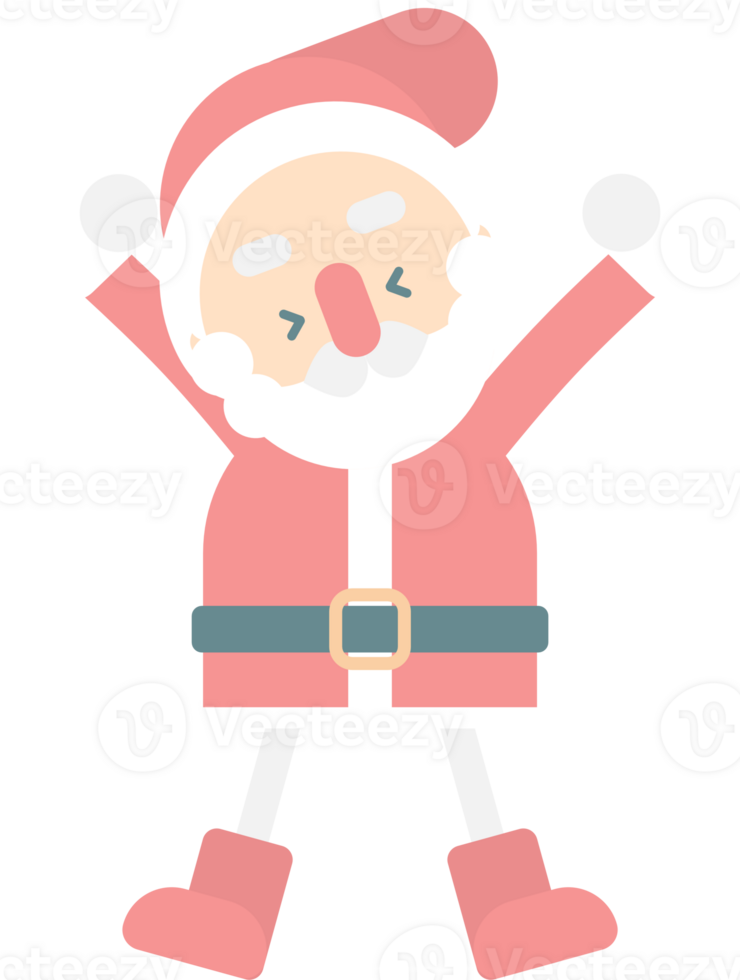 merry christmas and happy new year with cute santa claus, flat png transparent element cartoon character design