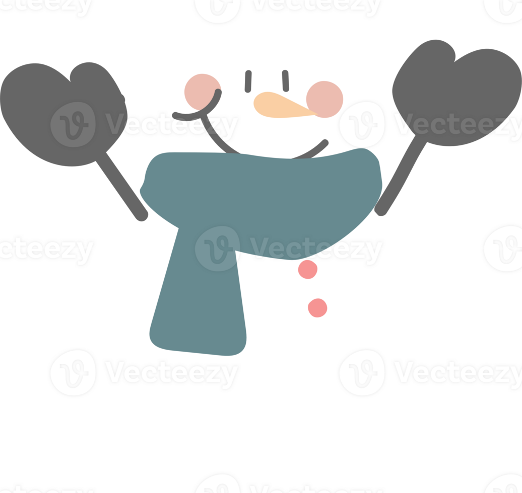 merry christmas and happy new year with cute snowman, flat png transparent element cartoon character design