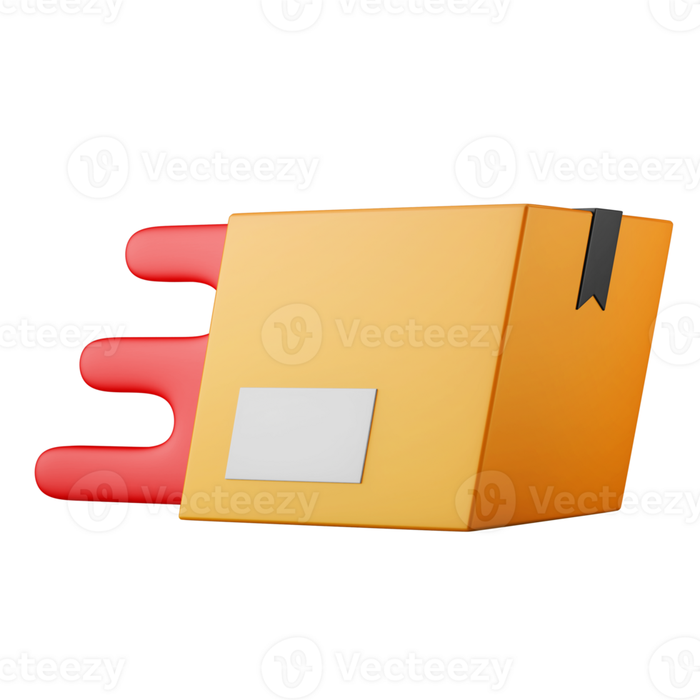 schnell ausdrücken Lieferung Box Paket mit Geschwindigkeit gestalten 3d machen Symbol Illustration Konzept isoliert png