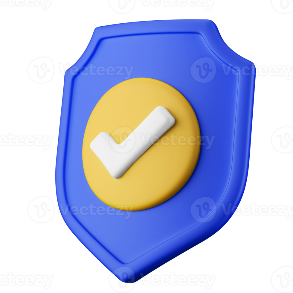 shield with check mark symbol warranty guarantee 3d rendering icon illustration isolated png