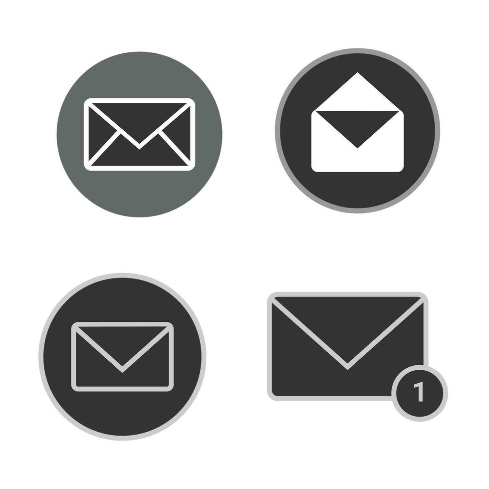 Mail icon, Black and white Vector icon design