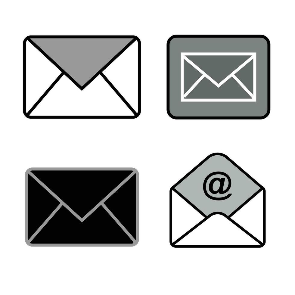 correo icono, negro y blanco vector icono diseño
