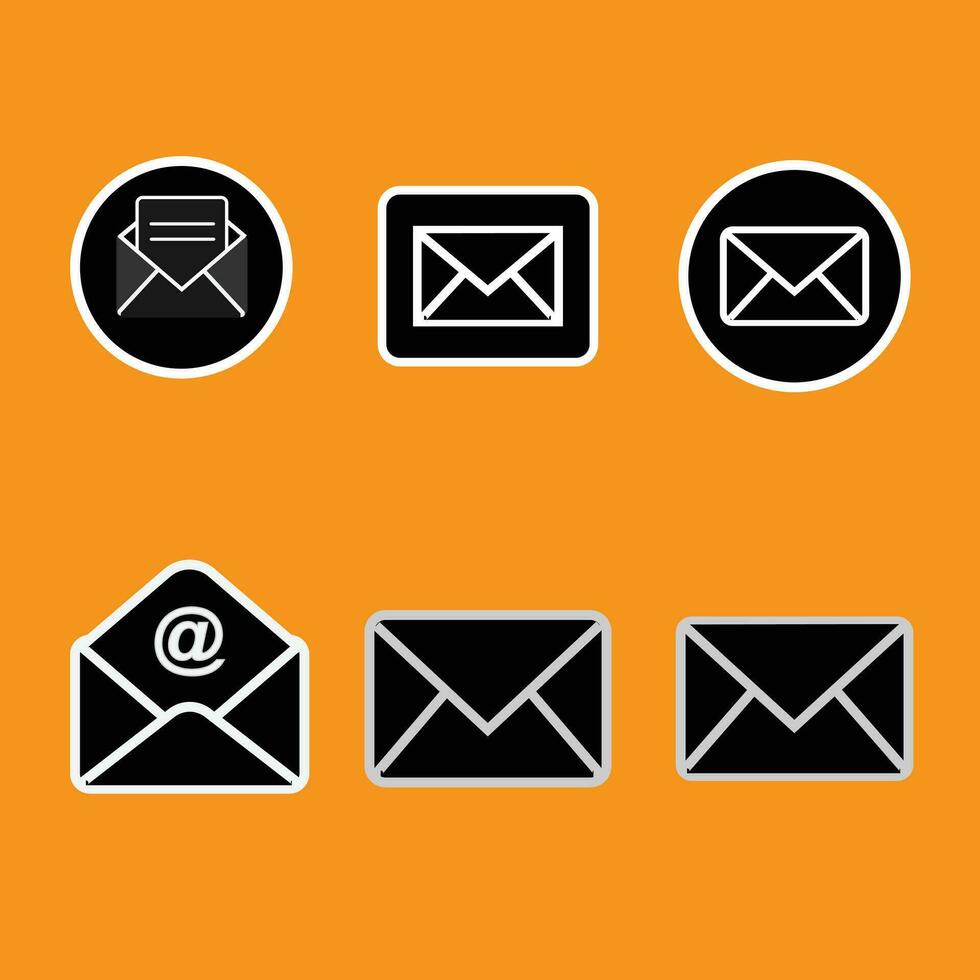 Mail icon, Black and white Vector icon design