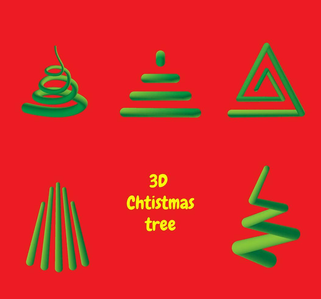 Christmas Trees 3d elements vector