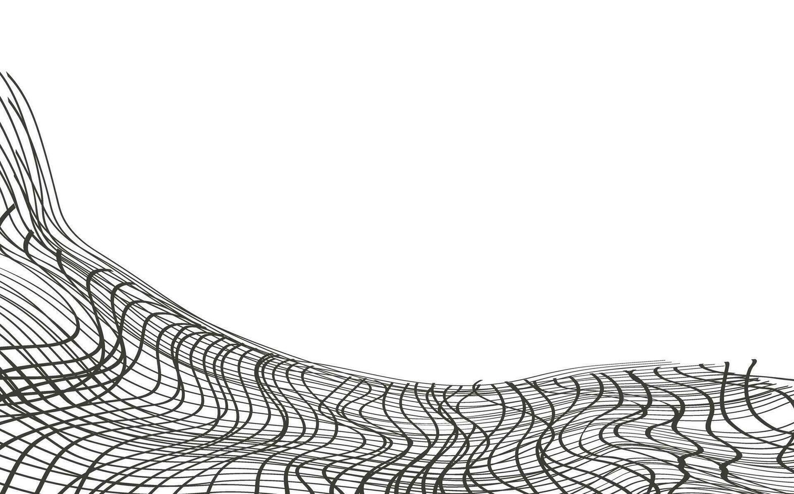 Illustration of a black fishing or football net.Checkered wavy background in doodle style. vector