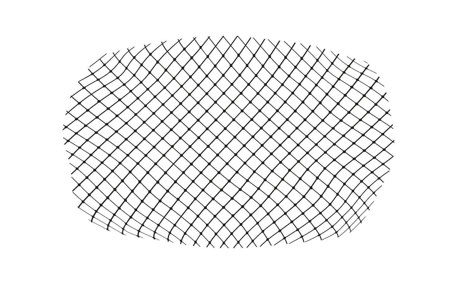 Illustration of a black fishing or football net.Checkered wavy background in doodle style. vector