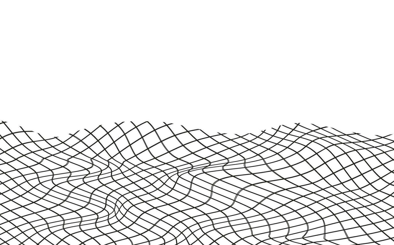 Illustration of a black fishing or football net.Checkered wavy background in doodle style. vector