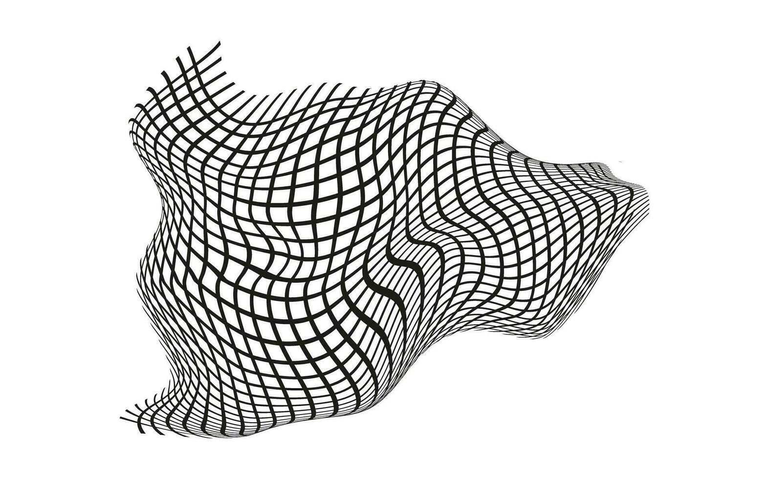 Illustration of a black fishing or football net.Checkered wavy background in doodle style. vector