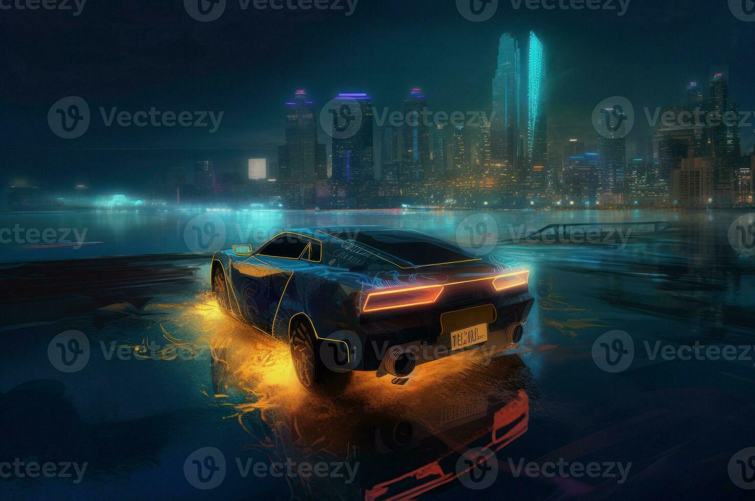AI generated Urban futuristic glowing vehicle. Generate ai photo