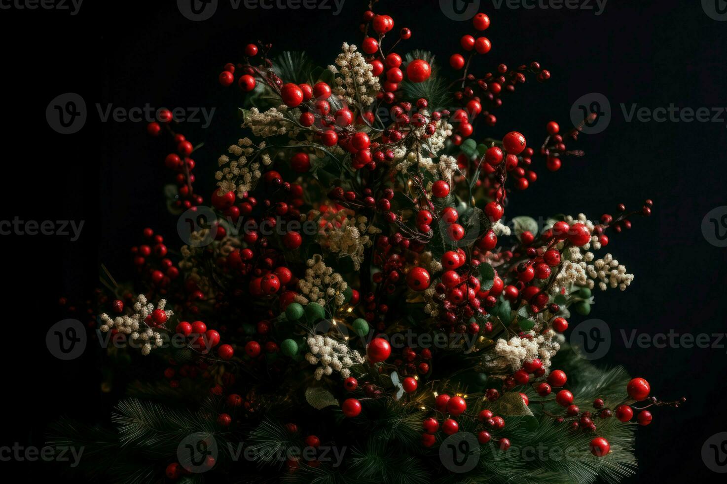 AI generated Holiday tree berries. Generate ai photo