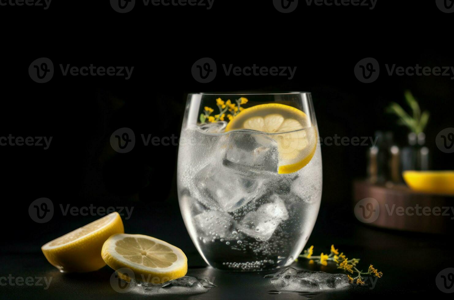 AI generated Gin tonic cocktail. Generate ai photo