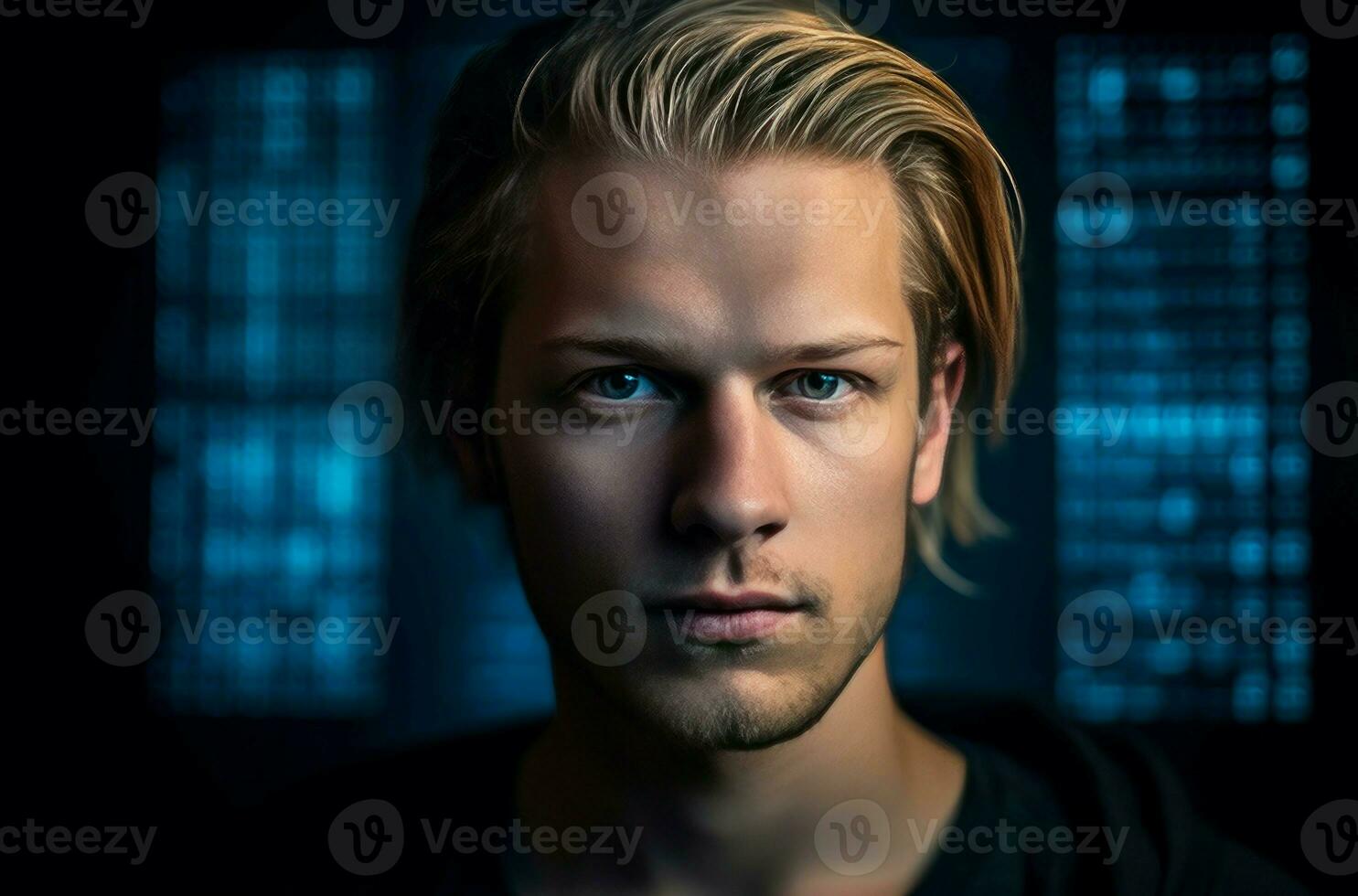 AI generated Blond guy with disheveled hair. Generate ai photo