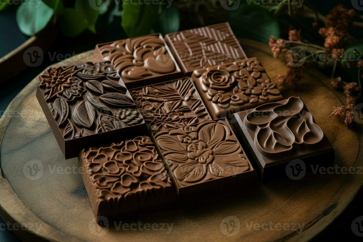 AI generated Sustanable Handmade vegan chocolate. Generate Ai photo