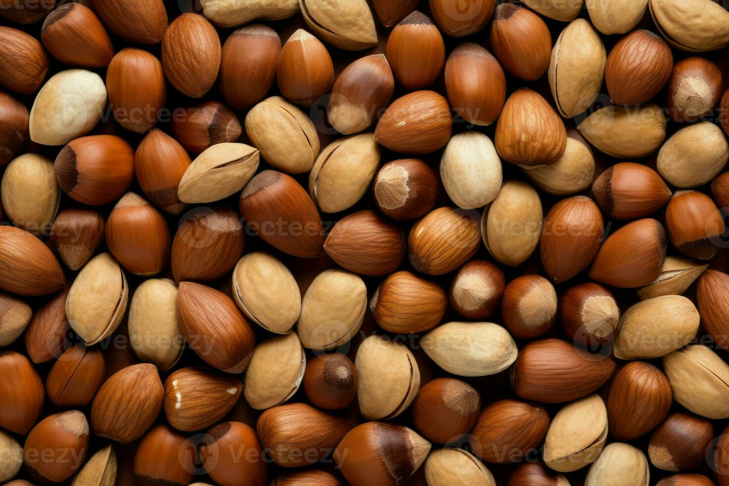 AI generated Repetitive Identical nut background. Generate Ai photo