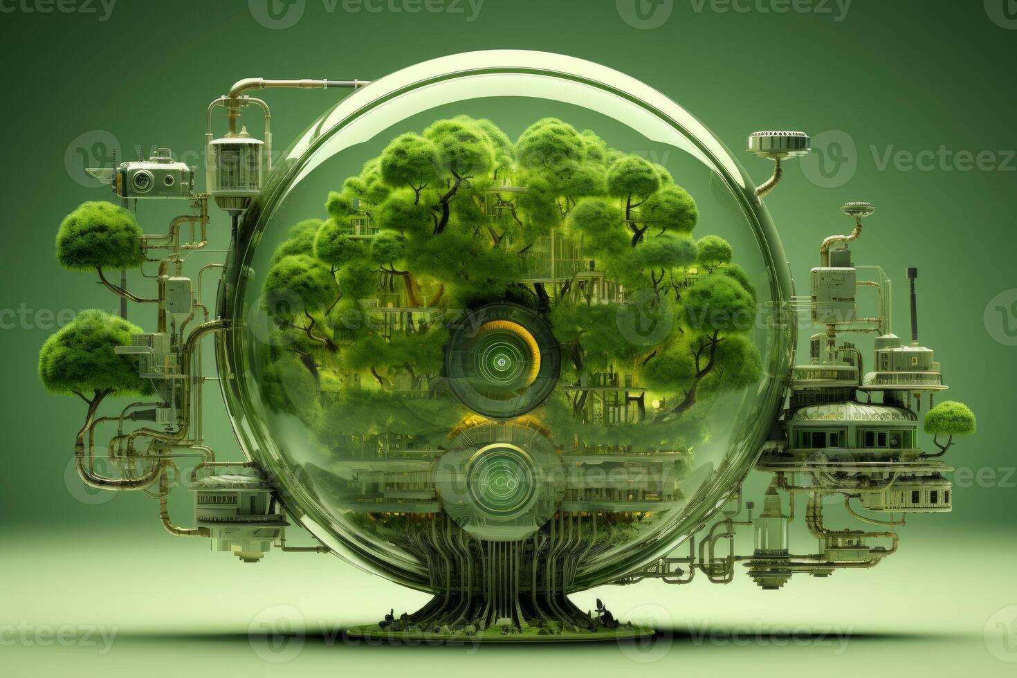 AI generated Advanced Green technology leaf. Generate Ai photo